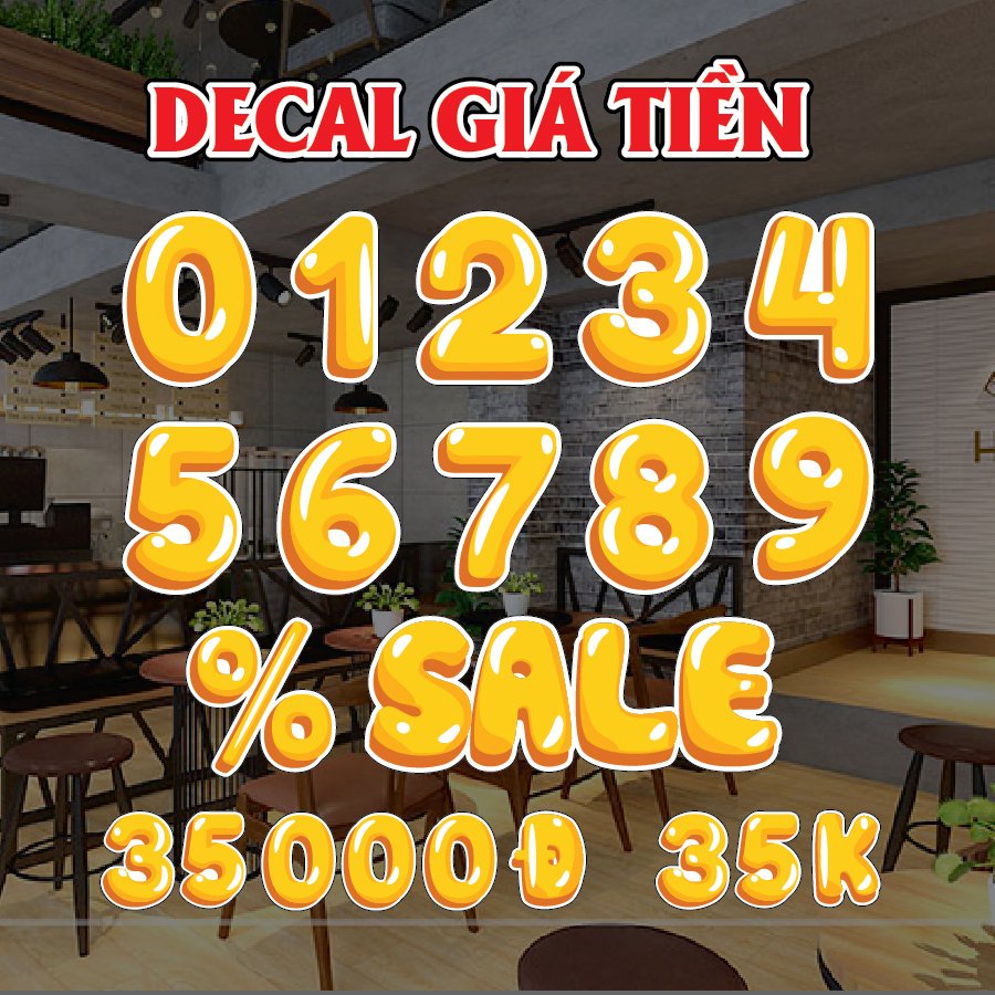Sticker Dán Giá Tiền Decal Chống Nước Trang Trí Quán Trà Sữa, Cafe, Ăn Vặt, Barber, Decal Dán Tường, Kính,...