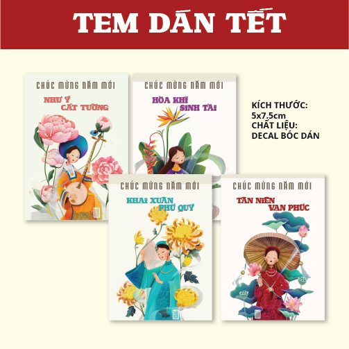 Tem Tết 2025 Decal Dán Tết Chúc Mừng Năm Mới Tem Decal chống nước trang trí Tết